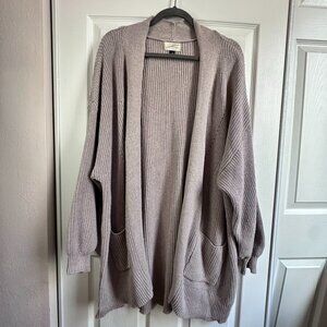 Universal Thread Women's Plus 1X Taupe Slouchy Open Front Long Cardigan Sweater